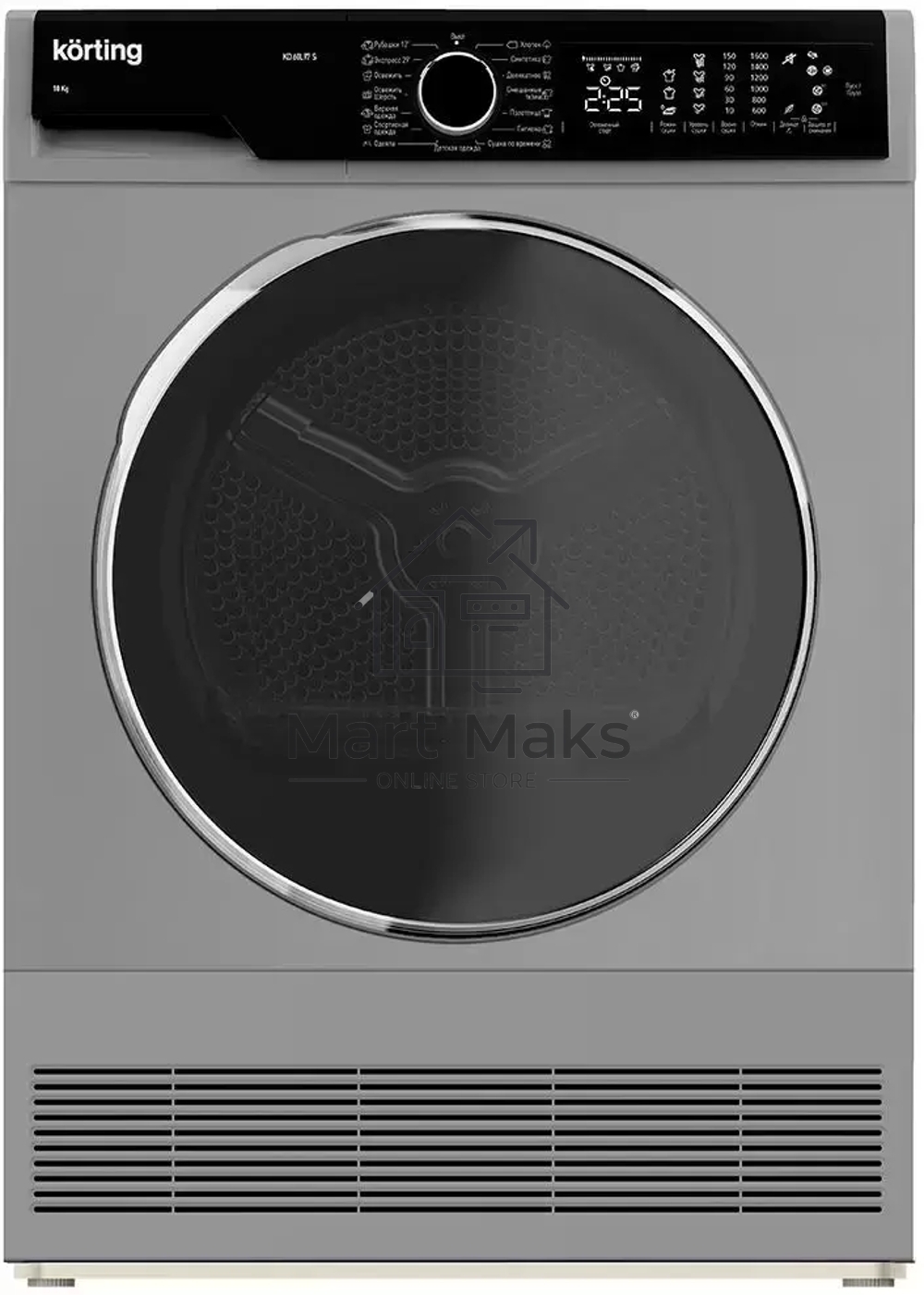 Сушильная машина Korting KD 60L97 S серебристый, 10 кг, сушка - конденсационная, программ - 15, 59.6 x 84.5 x 64 см