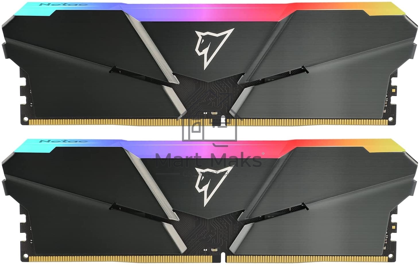 Оперативная память NETAC Shadow, DDR4, 32GB (2x16 GB), 3200 MHz, CL16, DIMM, радиатор, RGB, серый