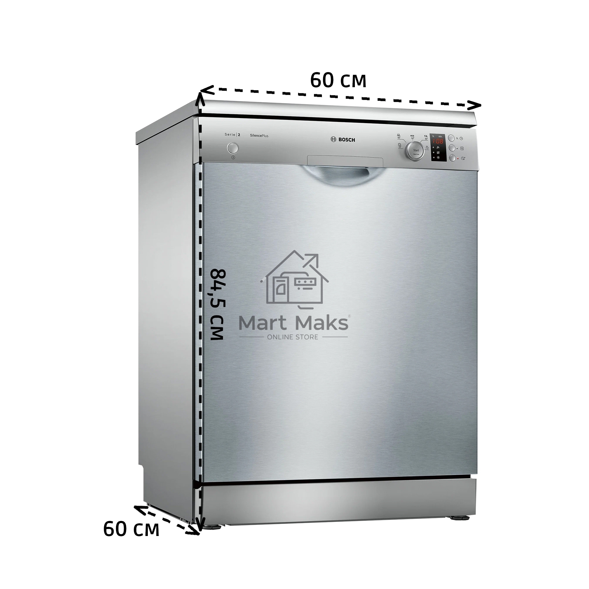 Посудомоечная машина Bosch SMS25AI05E, серебристая, 60 см, 12 компл., 48 дБ, класс A++