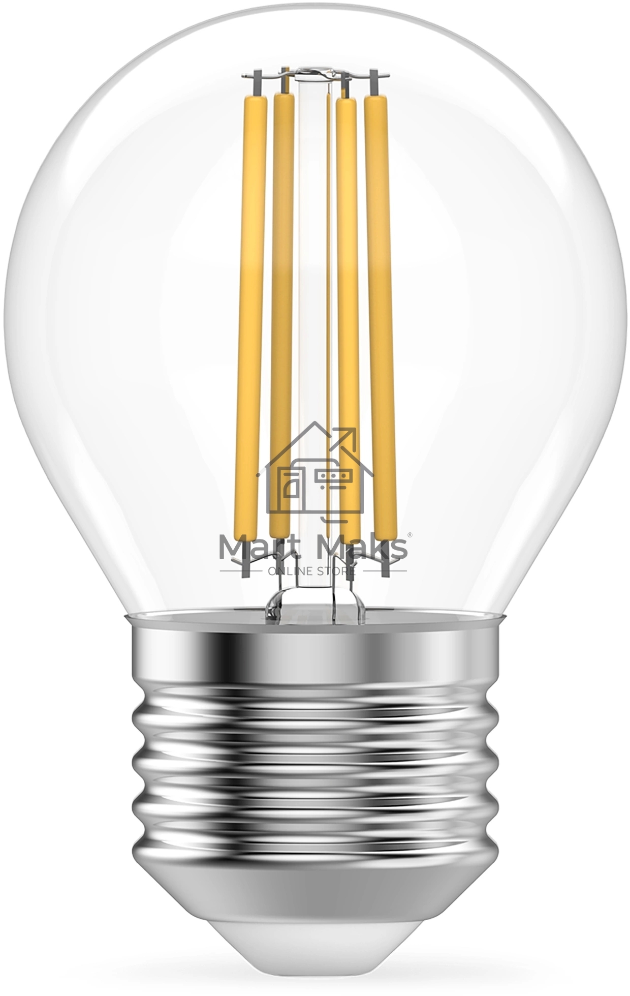 Лампа филам. Gauss Filament 8Вт цок.:E27 шар св.свеч.бел.нейт. (упак.:10шт) (52228)