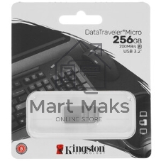 Флешка USB Kingston DataTraveler Micro (DTMC3G2/256Gb), 256Gb, USB 3.2 Gen 1, R/W 200/60, серебристый