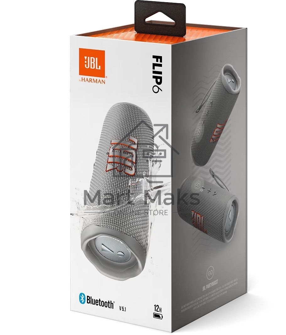 Портативная акустика JBL Flip 6 серый, Bluetooth 5.1