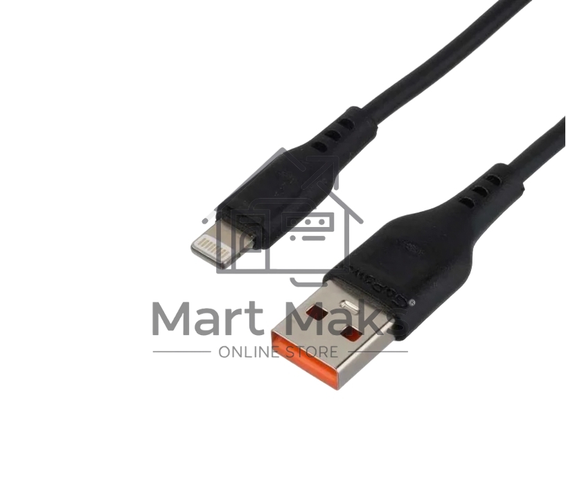 Кабель GoPower GP01L-2M USB (m)-Lightning (m) 2.0м 2.1A черный (1/200/800)