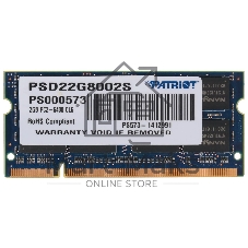 Оперативная память Patriot, DDR2, 2GB (1x2 GB), 800 MHz, CL6, SO-DIMM