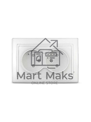 Розетка 2-м СП Севиль 16А IP22 защ. шторки без заземл. бел. Universal С0048