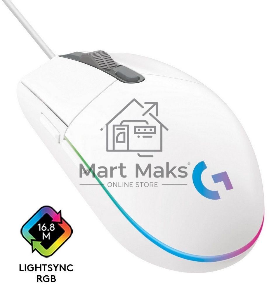 Мышь проводная Logitech G102 LIGHTSYNC белый, 8000 dpi, USB, кнопки - 6