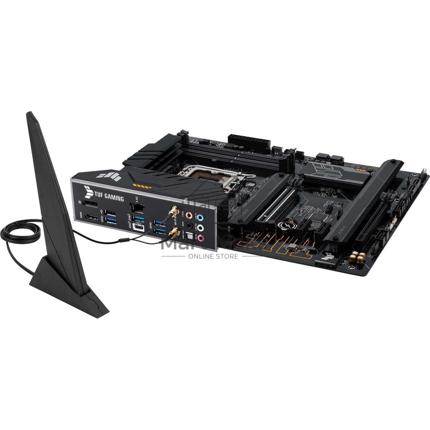 Материнская плата ASUS TUF GAMING B660-PLUS WIFI D4, LGA 1700, Intel B660, 4xDDR4, 4xSATA, 3xM.2, 1xPCI-E 5.0 x16, 1xPCI-E 3.0 x16 (x4), 1xHDMI, 1xDP, 1x 1Gb LAN, 3xUSB-A 3.2 Gen 1, 1xUSB-A 3.2 Gen 2, 2xUSB-A 2.0, 1xUSB-C 3.2 Gen 2x2, 3x3.5 мм, 7.1, ATX