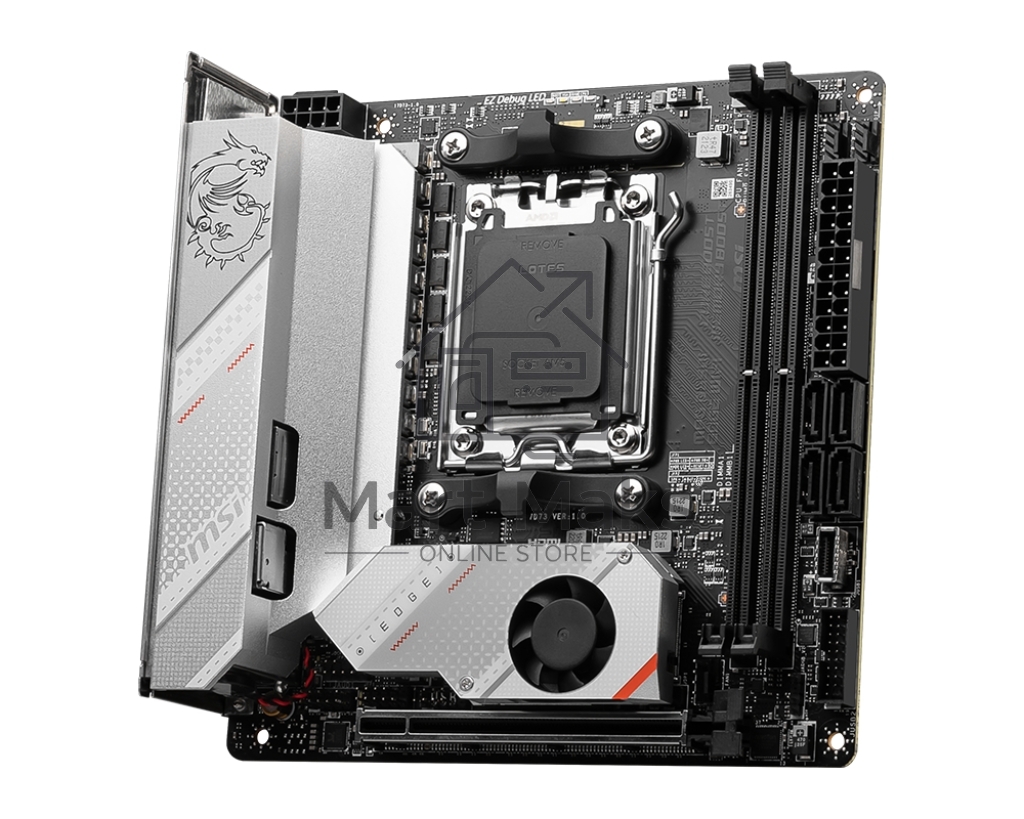 Материнская плата MSI MPG B650I EDGE WIFI, AM5, AMD B650, 2xDDR5, 4xSATA, 2xM.2, 1xPCI-E 4.0 x16, 1xHDMI, 1x 2.5Gb LAN, 3xUSB-A 3.2 Gen 2, 2xUSB-A 3.2 Gen 1, 1xUSB-C 3.2 Gen 2x2, 3x3.5 мм, 7.1, Mini-ITX
