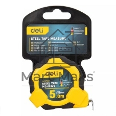 Рулетка Deli DL3796 5мx19мм, Автостоп, ударопрочный корпус, метрическая