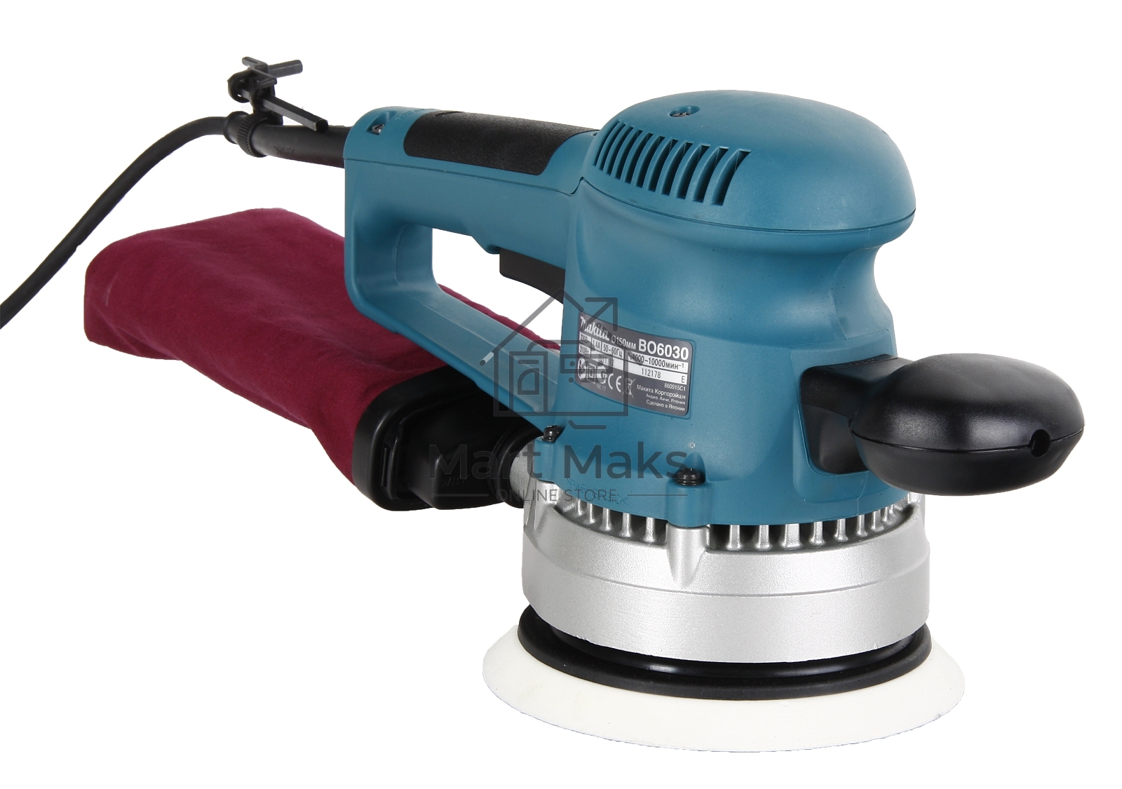 Шлифовальная машина Makita BO6030 ЭШМ,310Вт,ф150мм,4000-10000об\м,ампл-3мм,2.3кг,кор,п\сборник 