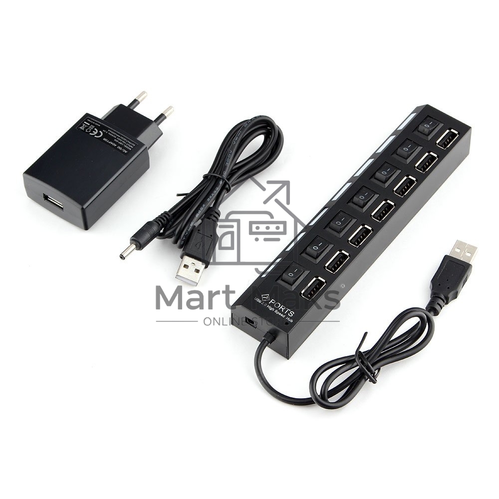 Концентратор USB 2.0 Gembird UHB-U2P7-02, 7 портов, питание, блистер