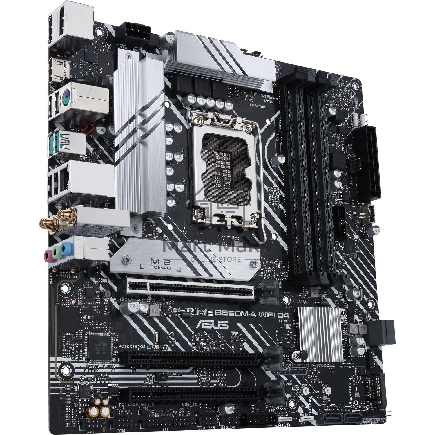 Материнская плата ASUS PRIME B660M-A WIFI D4, Socket LGA 1700, Intel B660, 4xDDR4, 4xSATA, 2xM.2, 1xPCIe 4.0 x16, 1xPCIe 3.0 x16, 1xDP, 2xHDMI, 1x 1Gb LAN, 2xUSB-A 3.2 Gen 2, 4xUSB-A 2.0, 3x3.5 мм, 7.1, mATX