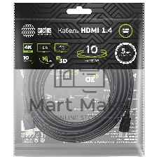 Кабель аудио-видео Cactus CS-HDMI.1.4-10 HDMI (m)/HDMI (m) 10м. позолоченные контакты черный