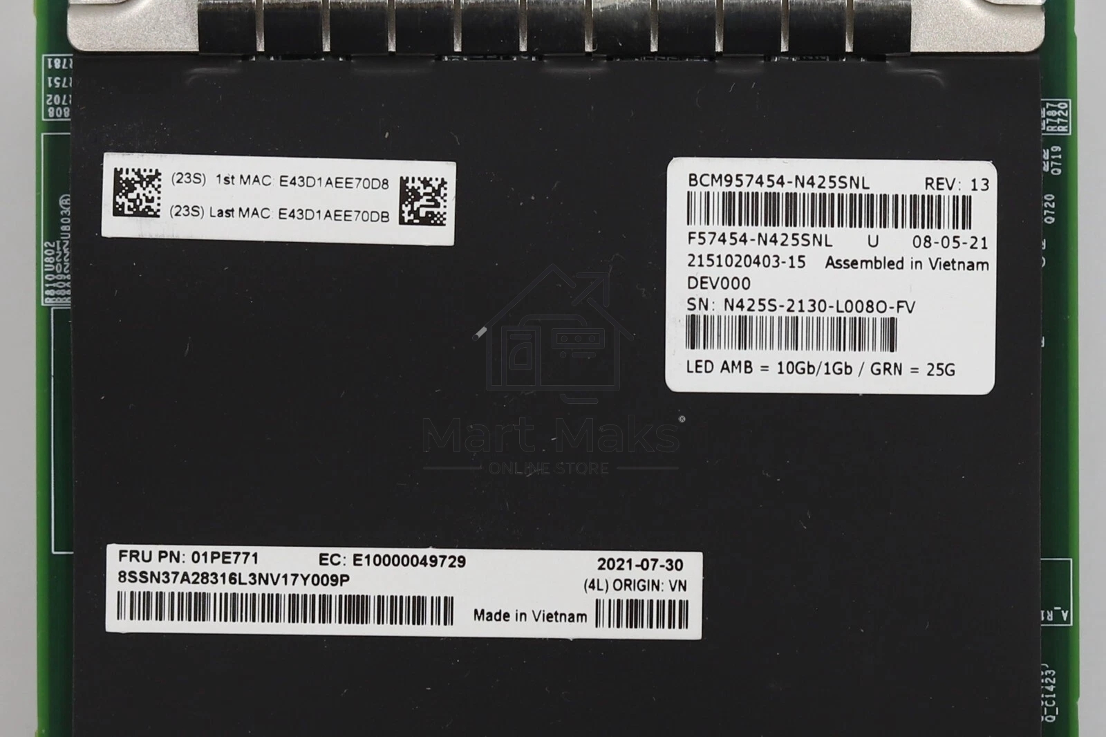 Сетевой адаптер Broadcom NetXtreme E-Series N425G Quad-Port 25 Gb/s SFP28 Ethernet PCI Express 4.0 x16 OCP 3.0 SFF (Lenovo OEM)