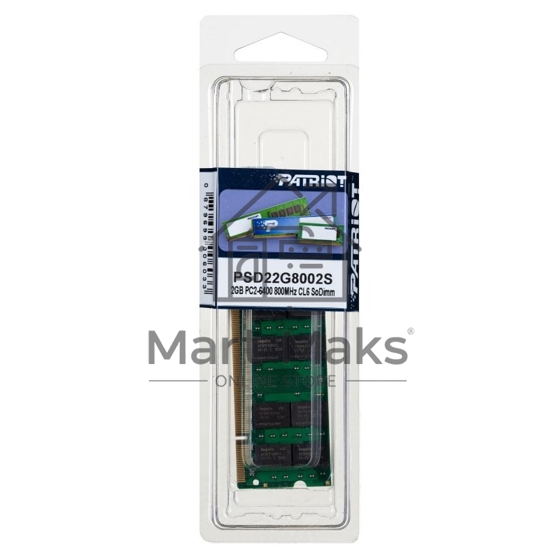 Оперативная память Patriot, DDR2, 2GB (1x2 GB), 800 MHz, CL6, SO-DIMM