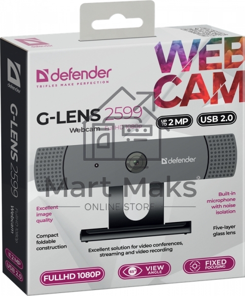 Веб-камера Defender G-lens 2599 FullHD 1080p, 2МП
