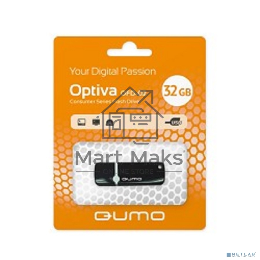 Флешка USB R/W  2.0 QUMO 32GB Optiva 02 Black QM32GUD-OP2-black