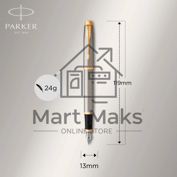 Ручка перьевая Parker IM Core F321 (CW1931649) Brushed Metal GT F сталь нержавеющая, подарочная коробка