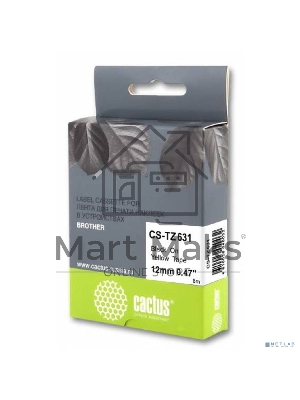 Картридж ленточный Cactus CS-TZ631 черный шрифт, желтый фон (12 мм, 8 м) для Brother 1010/1260VP/1830VP/9700PC