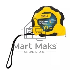 Рулетка Deli DL3799 10мx25мм, Автостоп, ударопрочный корпус, метрическая