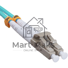 Патч-корд оптический Cabeus Tight Buffer, Duplex LC/LC, OM3 50/125, LSZH, 1м, d= 3мм, серый хвостовик, аква