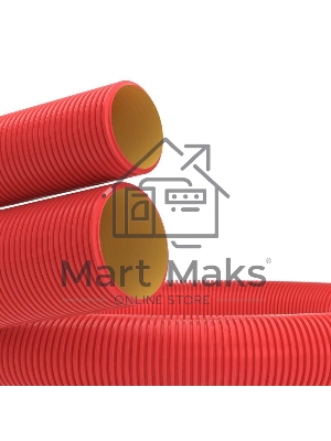 Труба гофро двустен. ПНД d90 с протяж. красн. (уп.50м) ДКС 121990