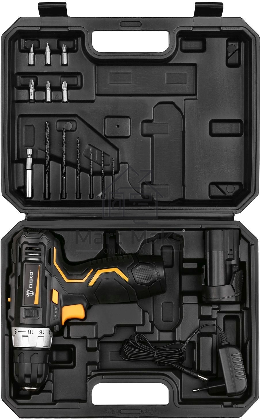 Дрель-шуруповерт Deko GCD12DU3 SET 3, 12 В, 1.5 Ач, аккумуляторная