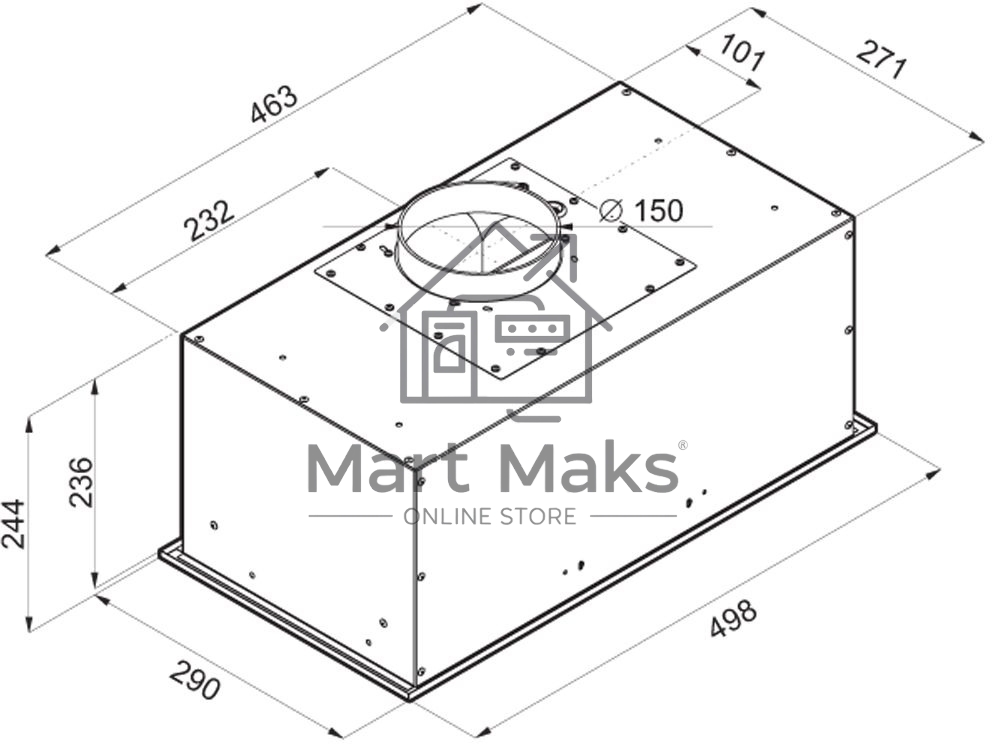 Вытяжка встраиваемая Maunfeld Crosby Power 50 нержавеющая сталь, 50 см, 1050 куб. м/ч, 51.8 дБ