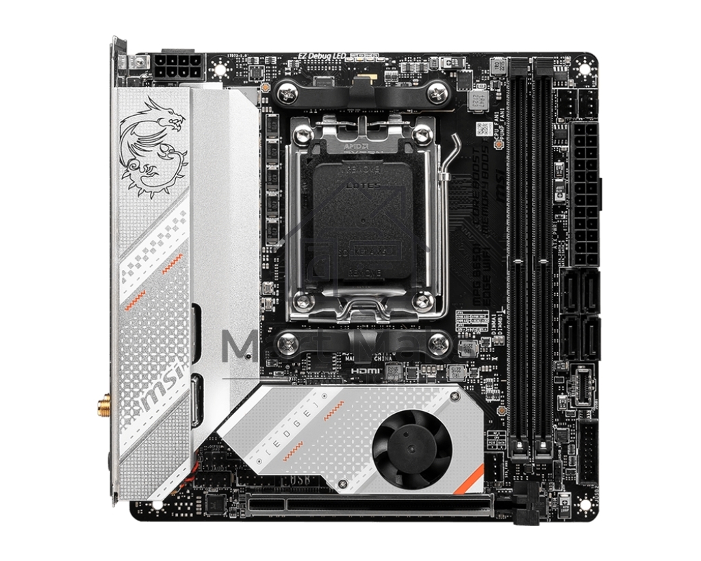 Материнская плата MSI MPG B650I EDGE WIFI, AM5, AMD B650, 2xDDR5, 4xSATA, 2xM.2, 1xPCI-E 4.0 x16, 1xHDMI, 1x 2.5Gb LAN, 3xUSB-A 3.2 Gen 2, 2xUSB-A 3.2 Gen 1, 1xUSB-C 3.2 Gen 2x2, 3x3.5 мм, 7.1, Mini-ITX