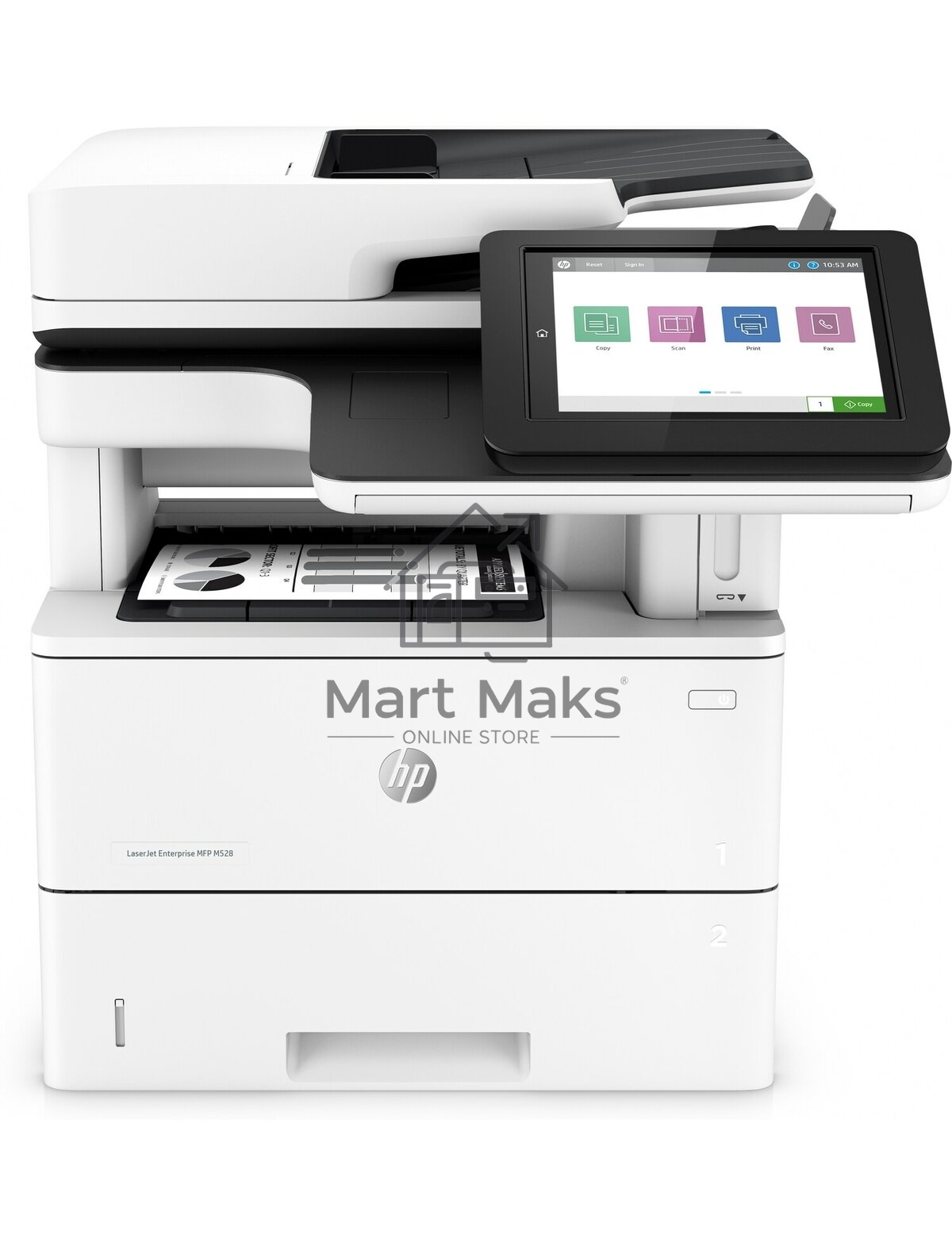 МФУ лазерный HP LaserJet Enterprise M528dn (1PV64A #B19), A4, ч/б, печ. до 43 стр/мин., скан. до 43 стр/мин. (ч/б) 38 стр/мин. (цвет), 1200 x 1200 dpi (печать) 600x600dpi (сканер), USB, RJ-45, Air Print, Mopria