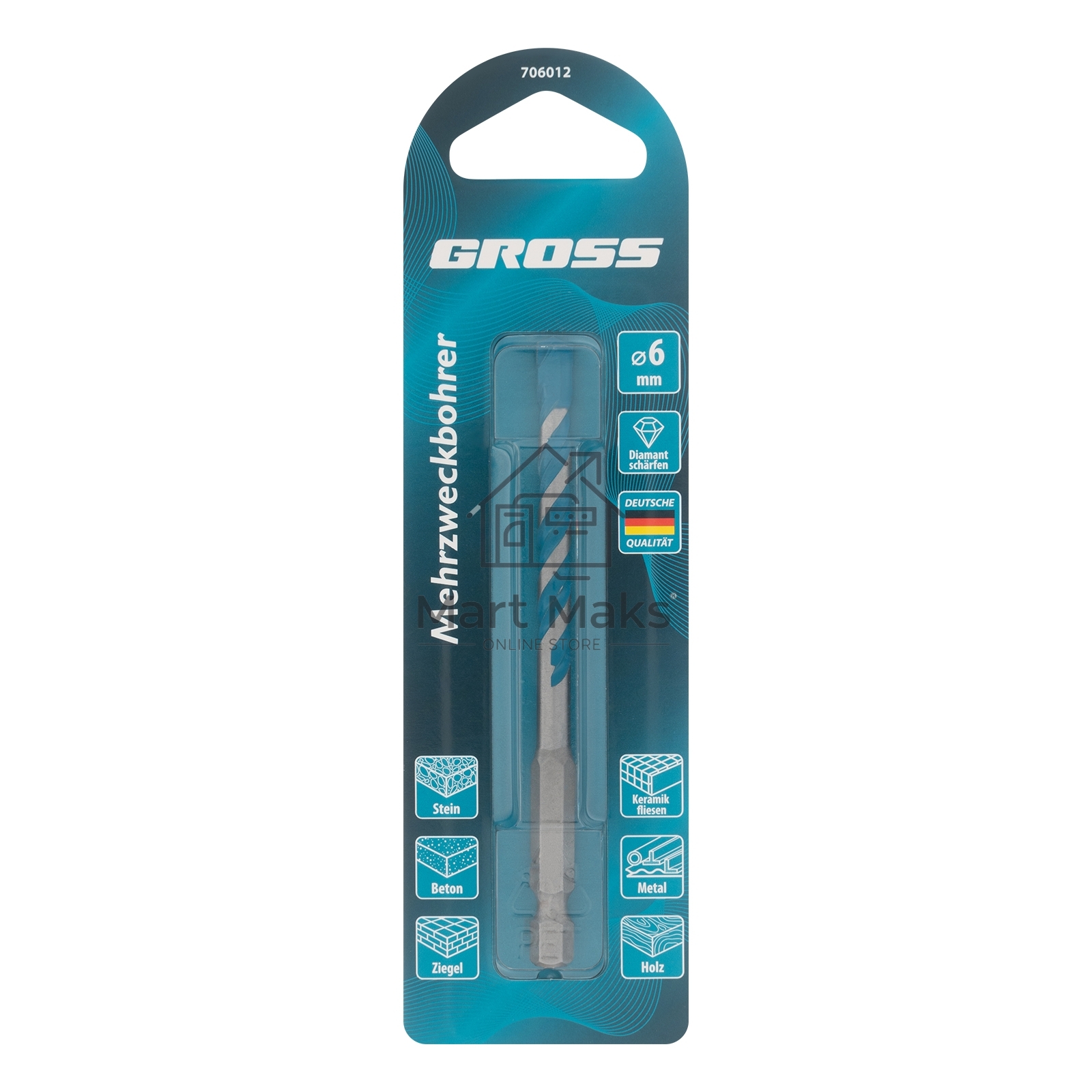 Сверло универсальное, Multipurpose PRO, 6-гр. хвостовик, 6мм Gross