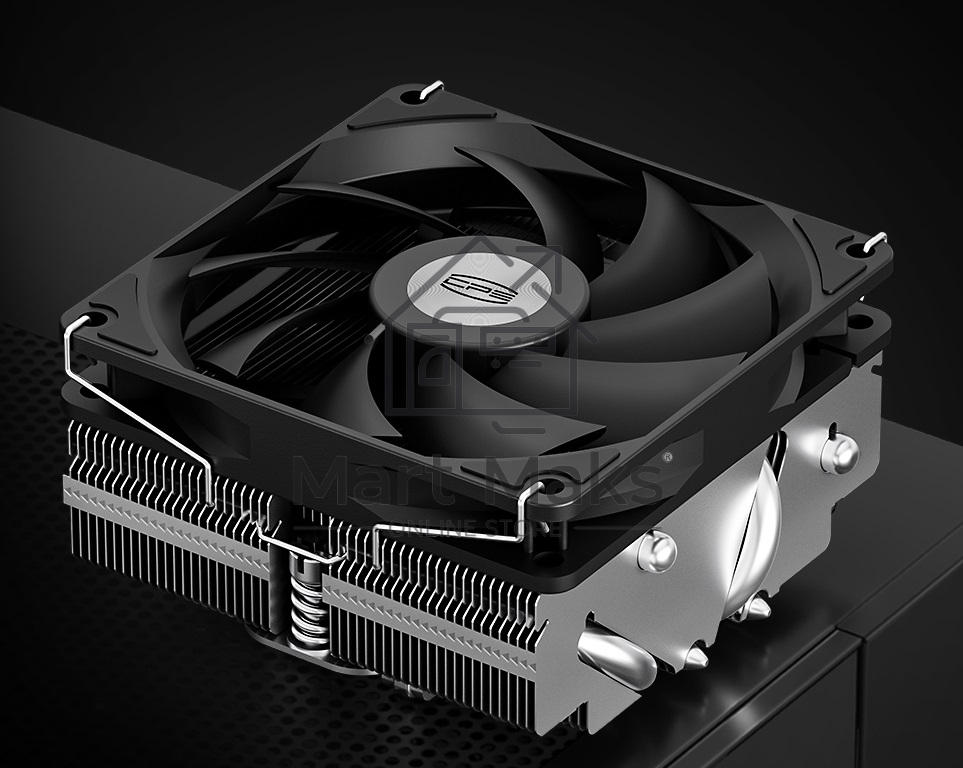 Кулер для процессора PCCooler RC400-53 (125W, 4-pin PWM, 53.5mm, Al/Cu, 4x6mm, 1x92mm, 43CFM, 31.2dBA, 2700RPM, S: 1851/1700/1200/20XX/115X, AM5/AM4, silver, black)