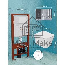 Комплект BAU 6 в 1: усиленная инсталляция BAU IDEAL, унитаз подвесной безободковый вихревой Bau Stil Hurricane, быстросъемное тонкое сиденье дюропласт микролифт, клавиша BAU Round, хром