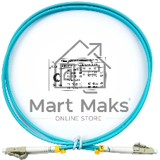 Патч-корд оптический Cabeus Tight Buffer, Duplex LC/LC, OM3 50/125, LSZH, 1м, d= 3мм, серый хвостовик, аква