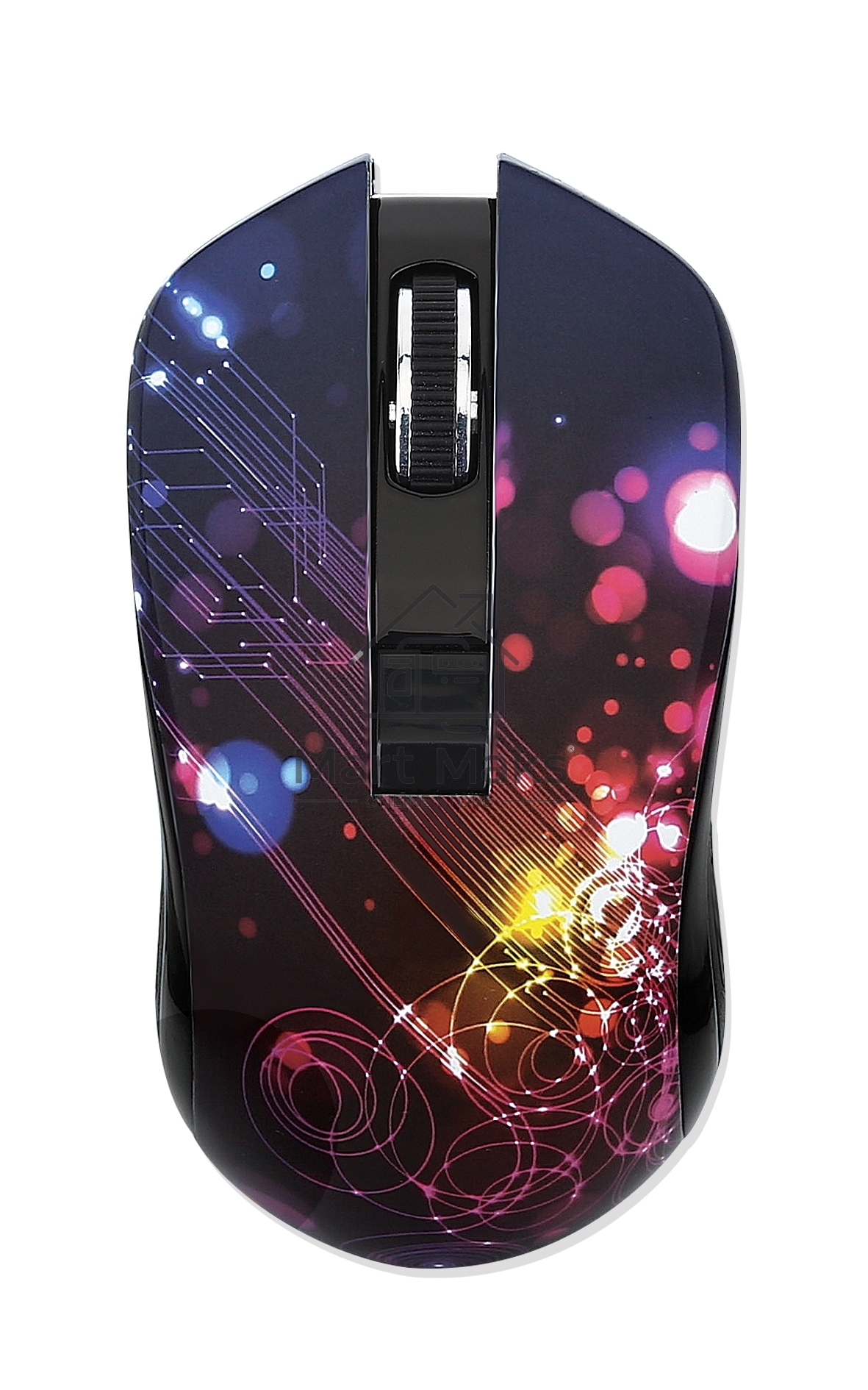 Мышь беспроводная Qumo Fractal M25 черный, 1600 dpi, радиоканал, USB, кнопки - 4