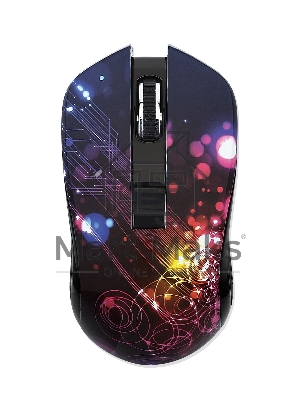 Мышь беспроводная Qumo Fractal M25 черный, 1600 dpi, радиоканал, USB, кнопки - 4