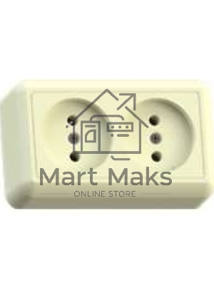 Розетка 2-м ОП Оптима 10А IP20 РА10-373 (в компл. с монтажной пластиной) без заземл. сл. кость Кунцево 8037