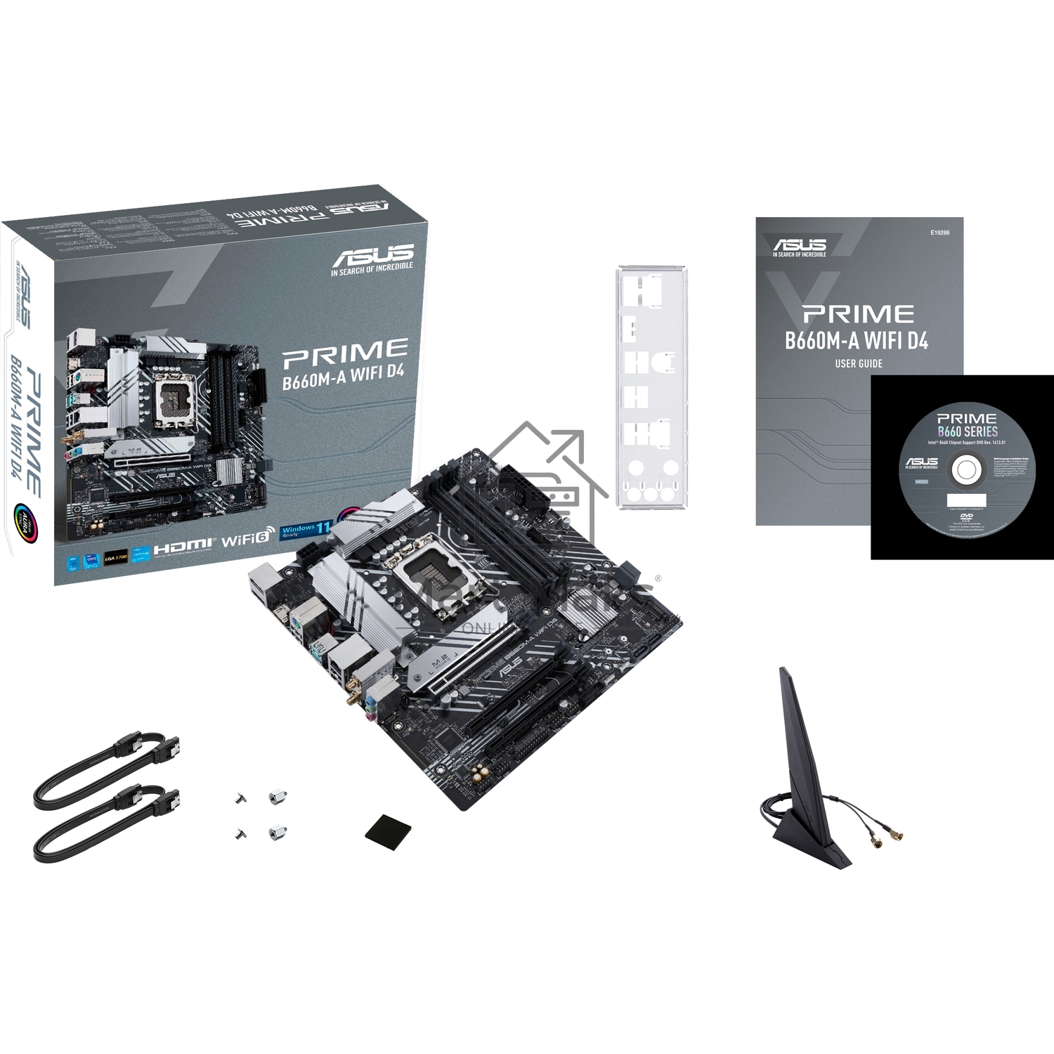 Материнская плата ASUS PRIME B660M-A WIFI D4, Socket LGA 1700, Intel B660, 4xDDR4, 4xSATA, 2xM.2, 1xPCIe 4.0 x16, 1xPCIe 3.0 x16, 1xDP, 2xHDMI, 1x 1Gb LAN, 2xUSB-A 3.2 Gen 2, 4xUSB-A 2.0, 3x3.5 мм, 7.1, mATX