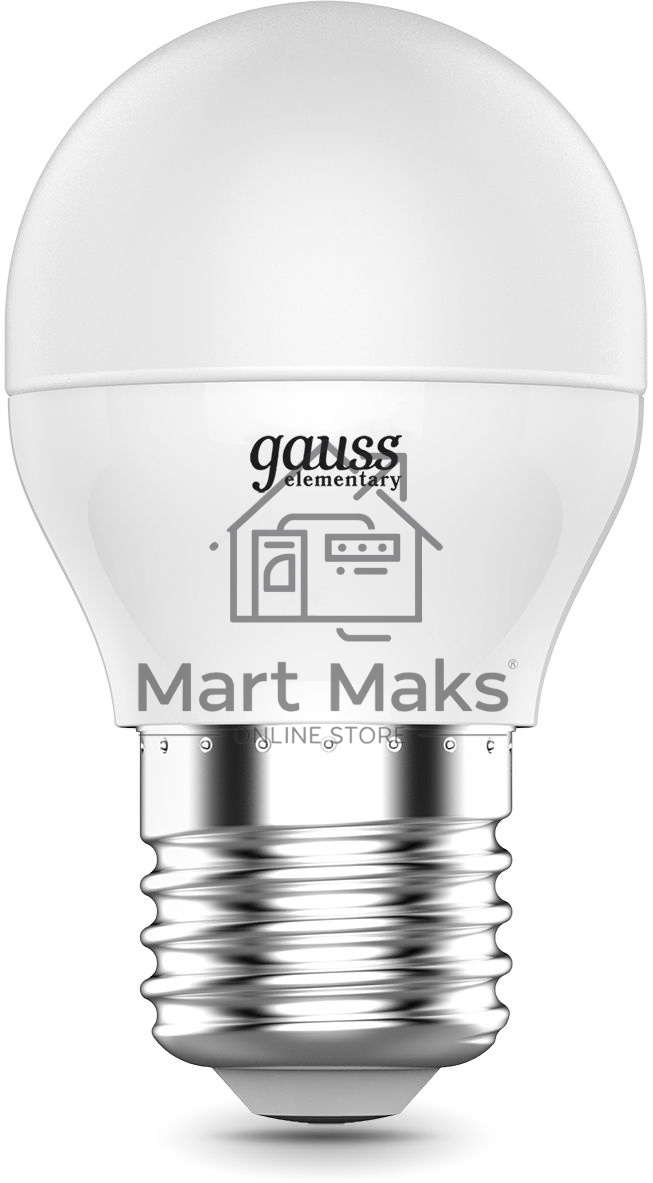 Лампа светодиодная Gauss Elementary 8Вт цок.:E27 шар 220B 4100K св.свеч.бел.ней. (упак.:10шт) (53228)