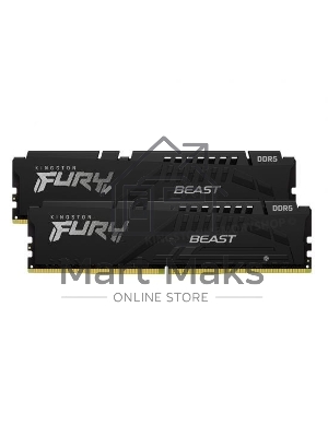 Оперативная память Kingston Fury Beast, DDR5, 16Gb (2x8Gb), 5200MHz, CL40, DIMM, радиатор, черный