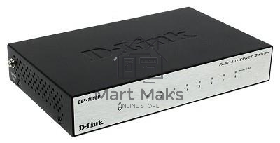 Неуправляемый коммутатор с 8 портами 10/100Base-TX D-Link DES-1008D/(K2A/K3A)RU/J1A/J2A/L2A/L2B