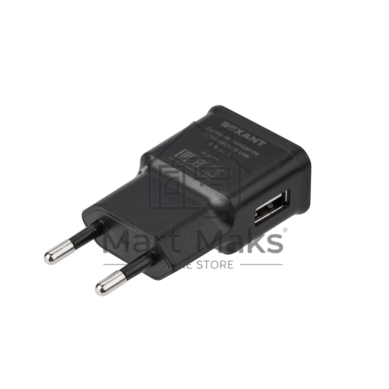 Сетевое зарядное устройство Rexant USB, 5V, 2.1 A, черный