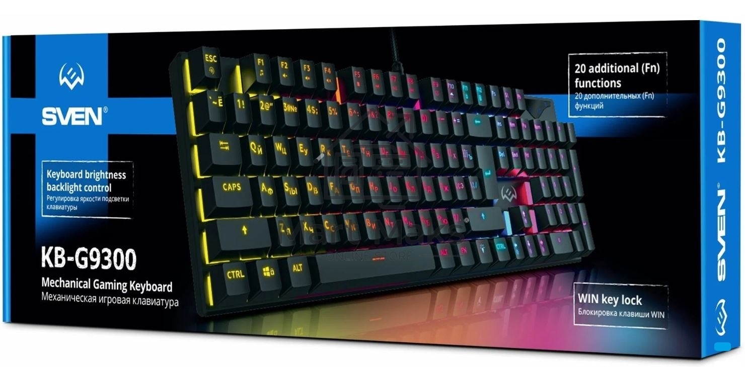 Игровая клавиатура Sven KB-G9300 чёрная (Outemu Blue switches,104кл., подсветка)