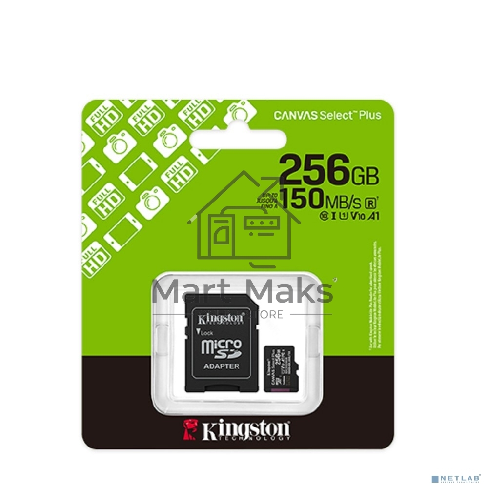 Флеш карта microSDXC 256Gb Kingston SDCS3/256Gb Canvas Select Plus + adapter