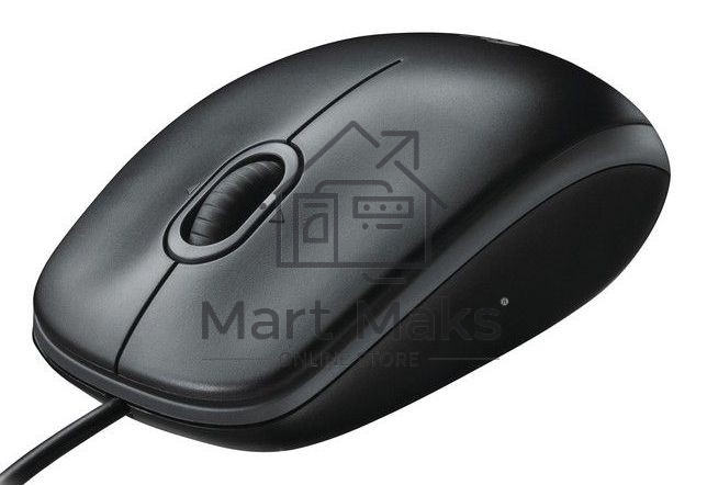Мышь проводная Logitech B100 черный, 1000 dpi, USB, кнопки - 3