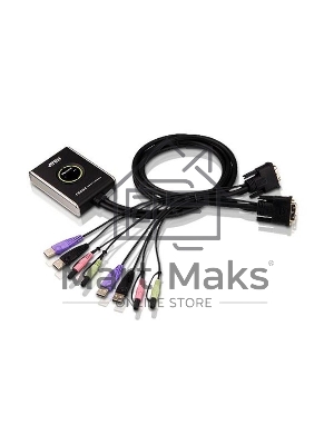 Переключатель KVM ATEN (CS682-AT) KVM+Audio, 1 user USB+DVI-D => 2 cpu USB+DVI-D, со встр.шнурами USB+Audio 2x1.2м., 1920x1200, настол., исп.стандарт.