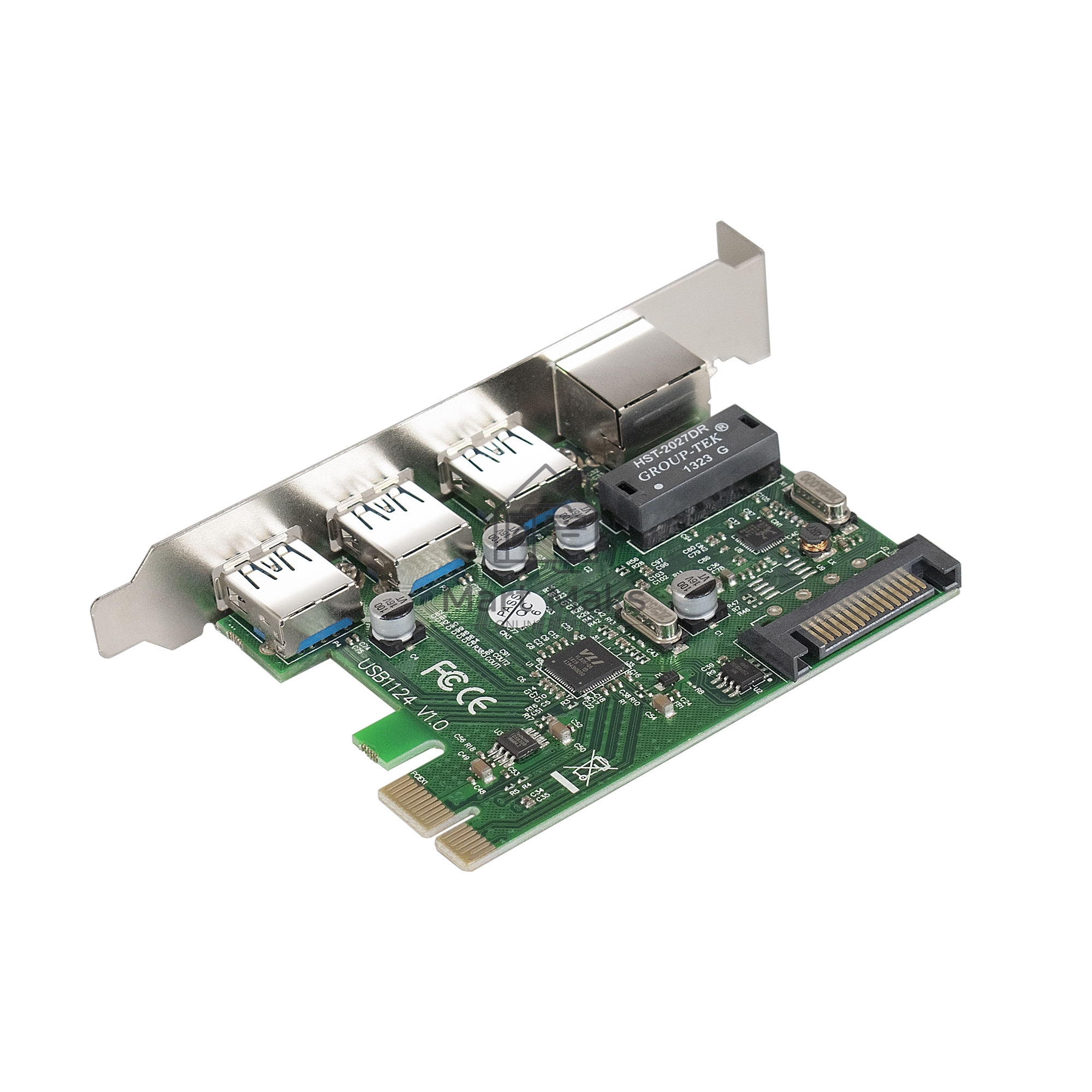 Контроллер сетевой ExeGate EXE-361 PCI-E 2.0, 3*USB3.0 ext + LAN UTP 1000Mbps, раз.доп.пит.OEM)