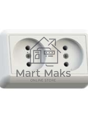 Розетка 2-м ОП Оптима 10А IP20 РА10-373 (в компл. с монтажной пластиной) без заземл. белый Кунцево 8009