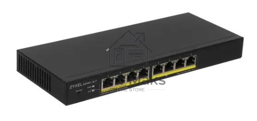 Коммутатор Smart L2 PoE+ Zyxel GS1900-8HP, 8xGE PoE+, настольный, бесшумный, бюджет PoE 70 Вт