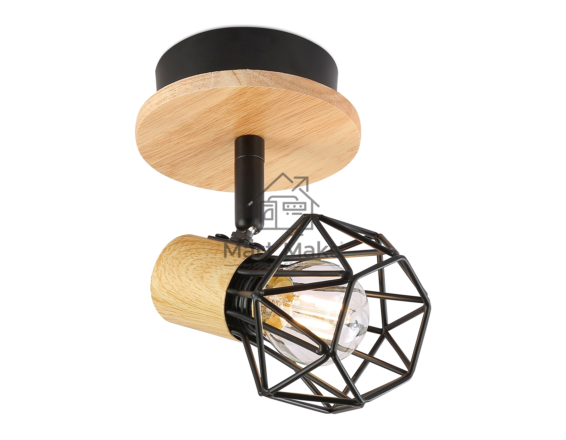 Светильник Ambrella light TR8751 BK/WD черный/дерево IP20 E27 D115*175